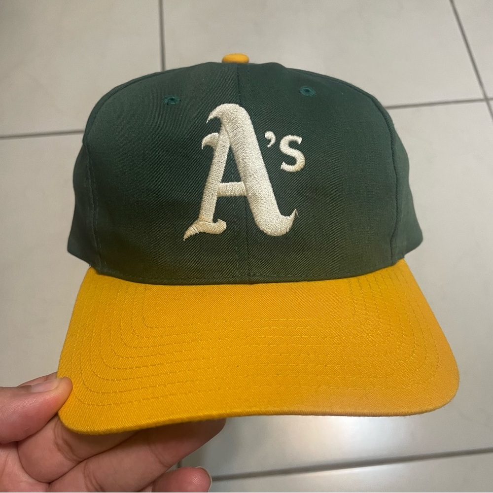 Vintage Oakland A's Hat Cap SnapBack Green Yellow 90s MLB Baseball